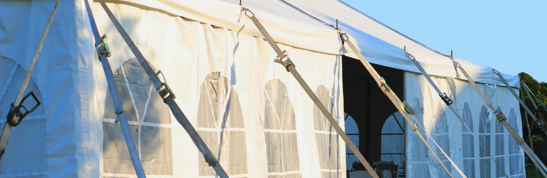 White frame tent with sidewall